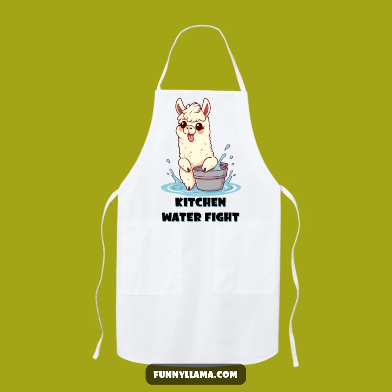 Funny Splashing Llama Apron: Tongue Out Llama Wear for Playful Kitchen Fun