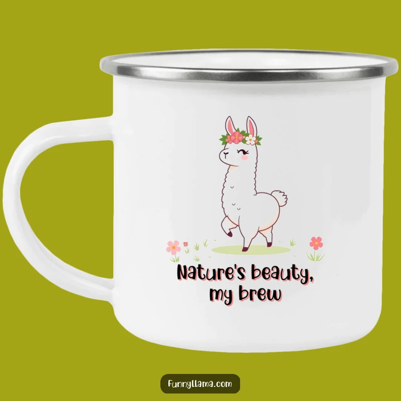 Funny Llama Meadow Dancer Camping Mug: Nature's Joy for Outdoor Adventures