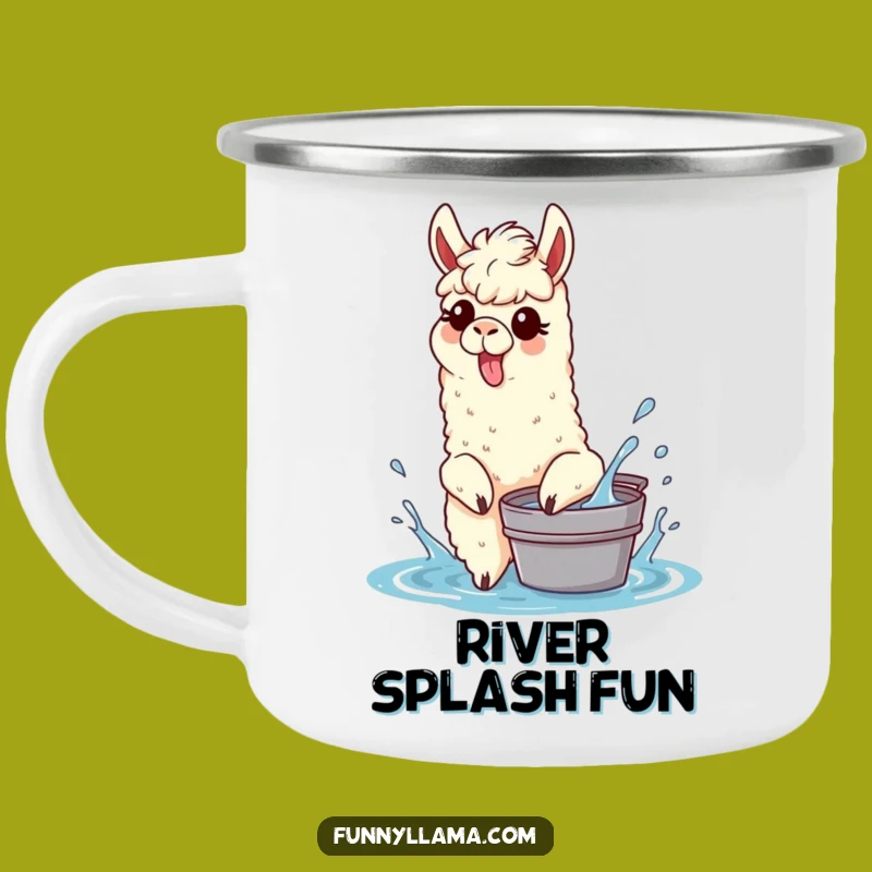 Funny Splashing Llama Camping Mug: Tongue Out Llama for Playful Outdoor Fun