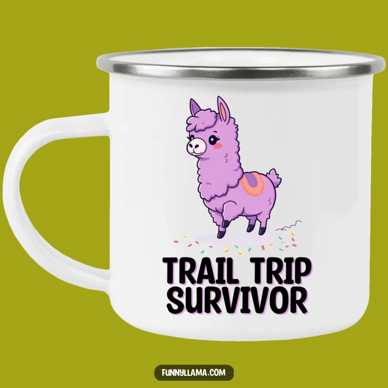Funny Tripping Llama Camping Mug: Clumsy Confetti Llama for Humorous Adventures