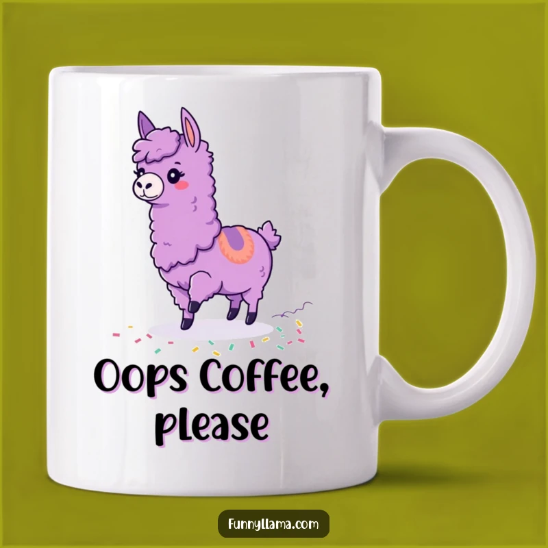 Funny Tripping Llama Mug: Clumsy Confetti Llama Gift for a Good Laugh