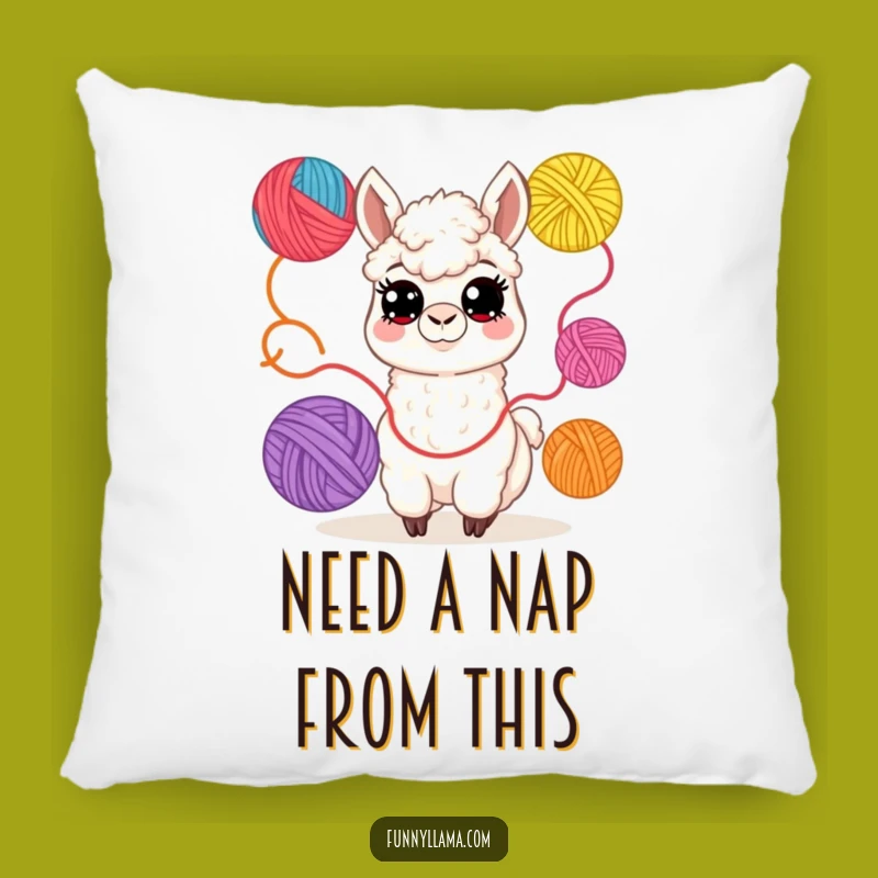 Funny Llama Yarn Juggler Pillow: Cozy Comfort & Crafty Charm, A Hilarious Gift