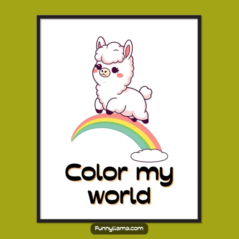 Funny Llama Rainbow Leap Digital Art: Instant Joyful Decor, A Hilarious Gift