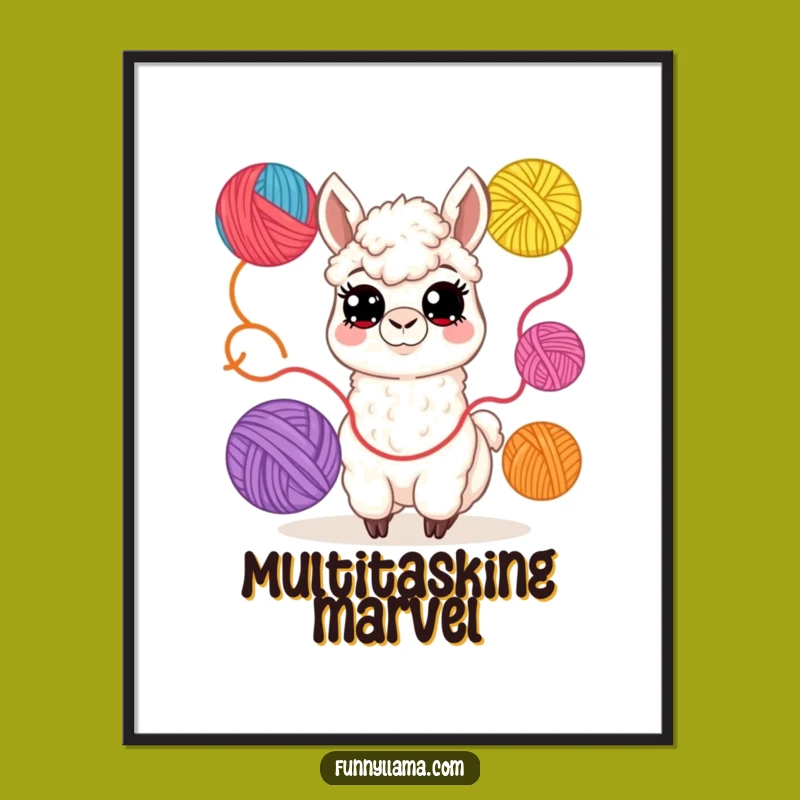 Funny Llama Yarn Juggler Digital Art: Instant Crafty Decor, A Hilarious Gift