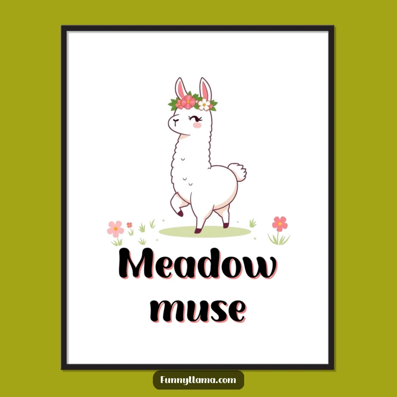 Funny Llama Meadow Dancer Digital Art: Instant Floral Decor, A Hilarious Gift
