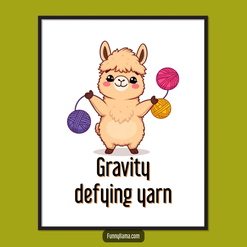 Funny Llama Art Print: Comical Yarn Juggling Llama Poster for Whimsical Wall Decor