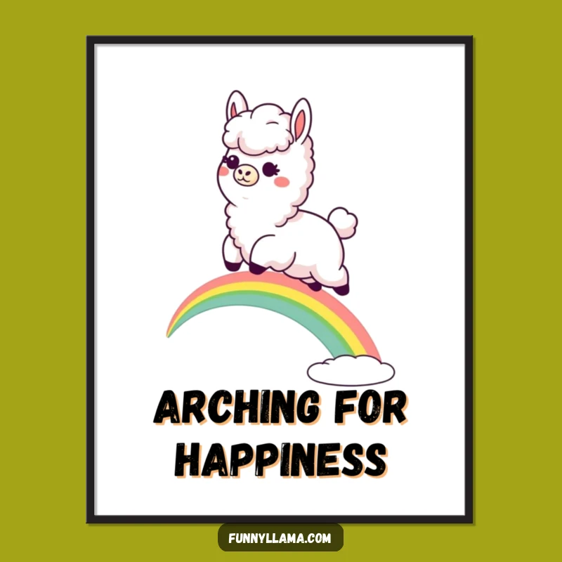Funny Llama Rainbow Leap Poster: Vibrant Wall Art, A Hilarious Gift