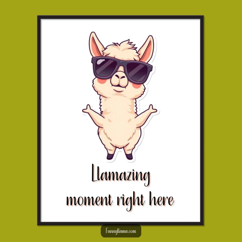 Funny Free Printable Wall Art: Goofy Llama Sunglasses Cool Vibe Downloadable Art!