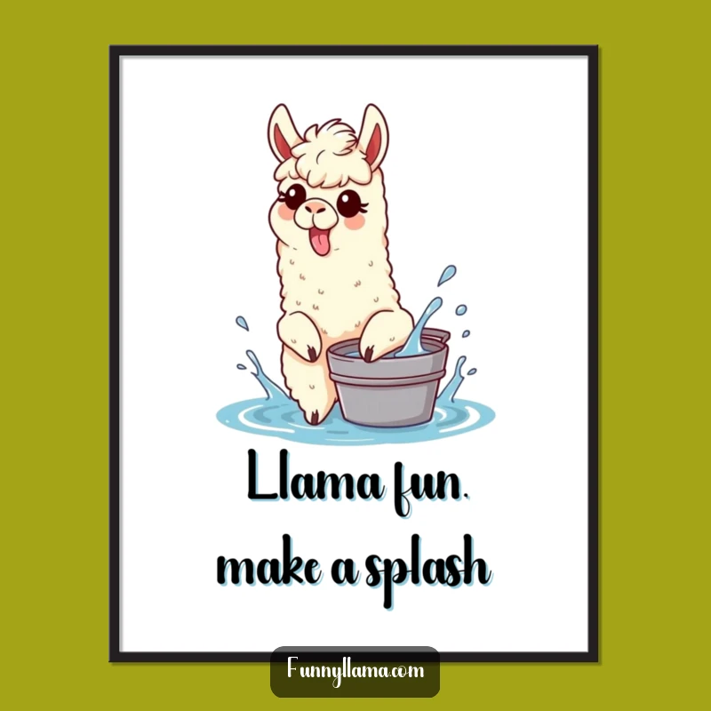 Funny Free Printable Wall Art: Goofy Llama Splashing - Playful Downloadable Decor for Walls!