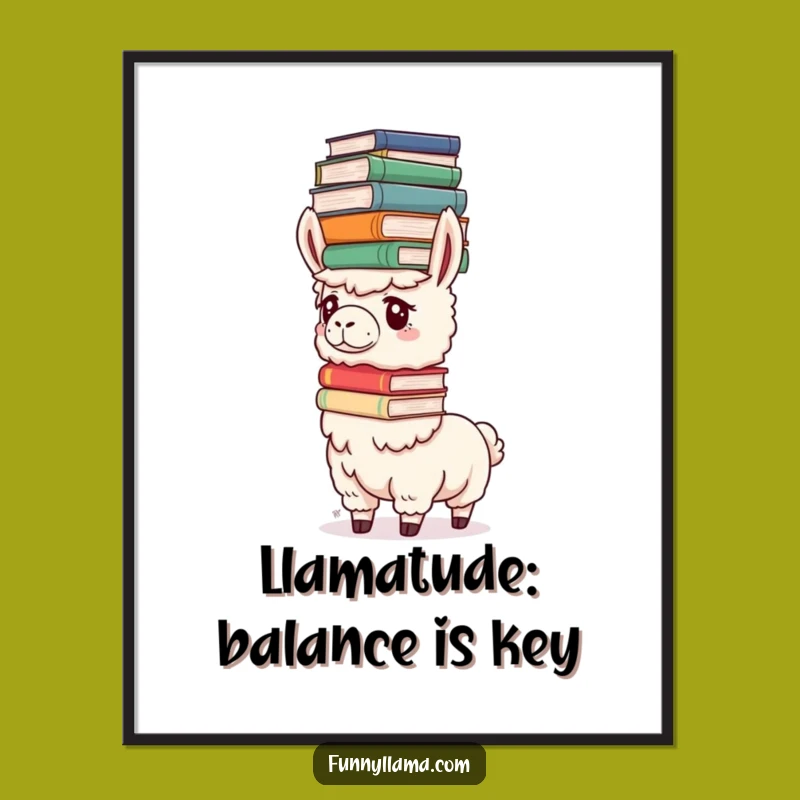 Funny Free Printable Wall Art: Determined Llama Books - Quirky Downloadable Decor for Study!