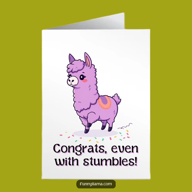 Free Printable Congrats Card: Clumsy Llama Confetti - Funny Downloadable Gift for Triumphs!