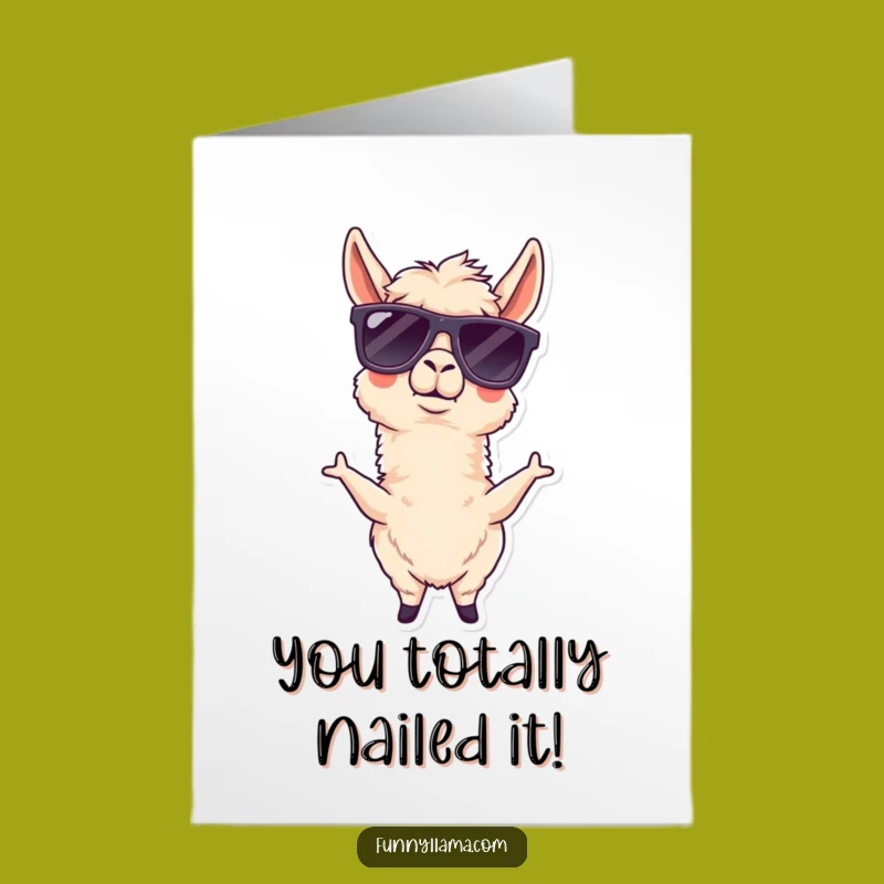 Free Printable Congrats Card: Goofy Llama Sunglasses, Humorous Downloadable Celebration!