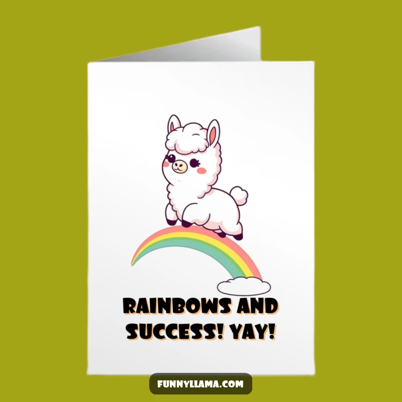 Free Printable Llama Rainbow Congrats Card: Funny Downloadable Gift for Wins