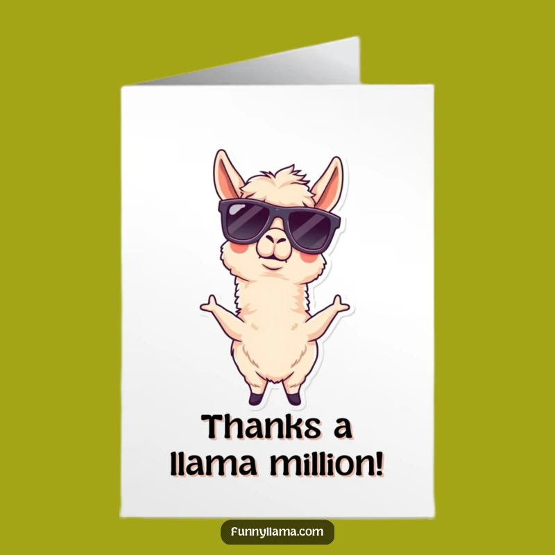 Free Printable Thank You Card: Goofy Llama Sunglasses, Express Gratitude Humorously!