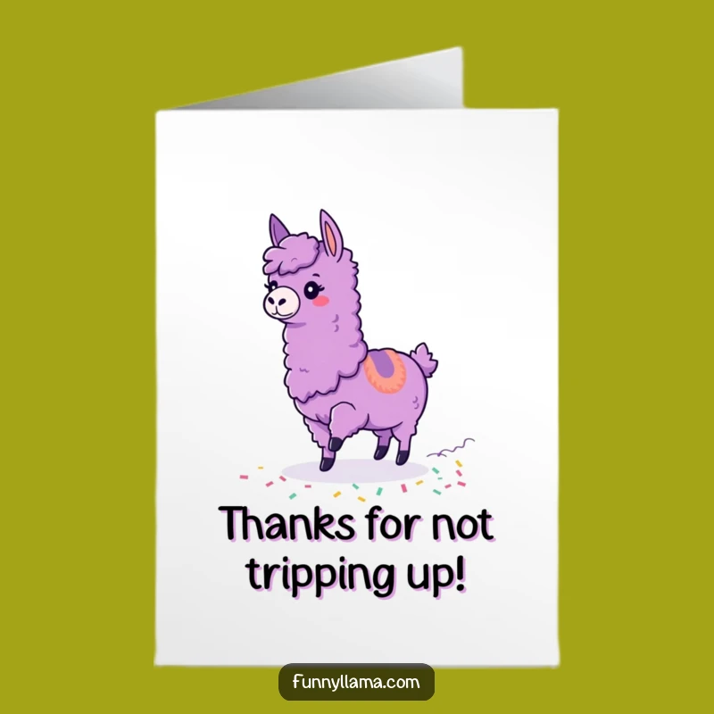 Free Printable Thank You Card: Clumsy Llama Confetti - Amusing Downloadable Gift!